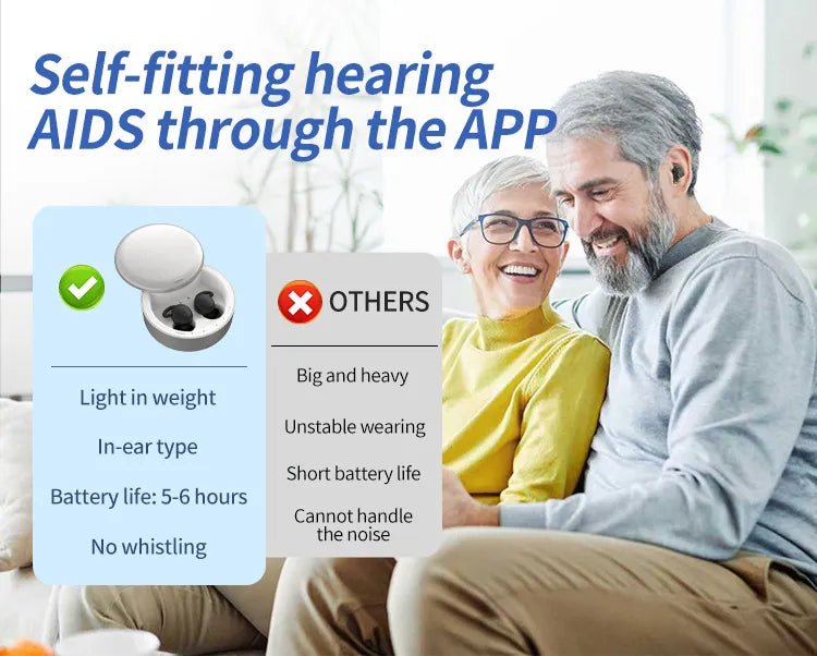 TruHear™ Bluetooth Hearing Aids App Controlled – ITE Rechargeable Noise Reduction - Pure Sound