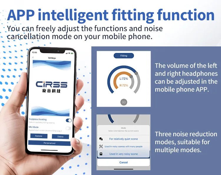 TruHear™ Bluetooth Hearing Aids App Controlled – ITE Rechargeable Noise Reduction - Pure Sound